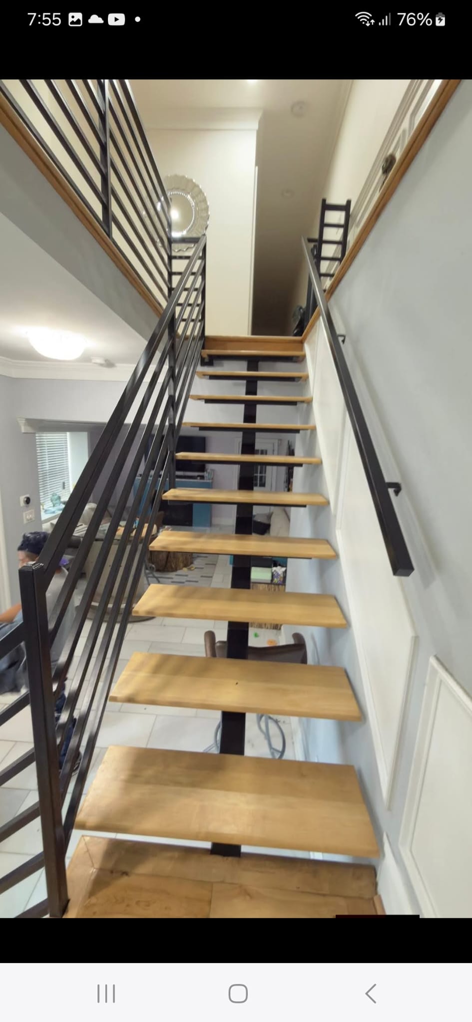 Interior Floating Stair Metal Railing